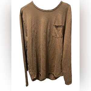John Varvatos 100% Organic Cotton Brown LS Crew Tee AS IS